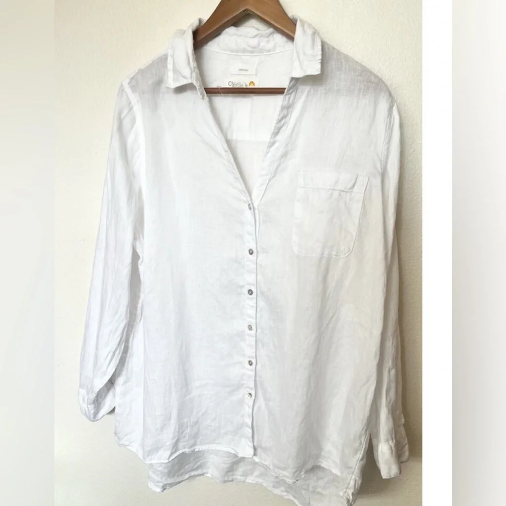 C&C California linen shirt white New! Size XS - Picture 3 of 9